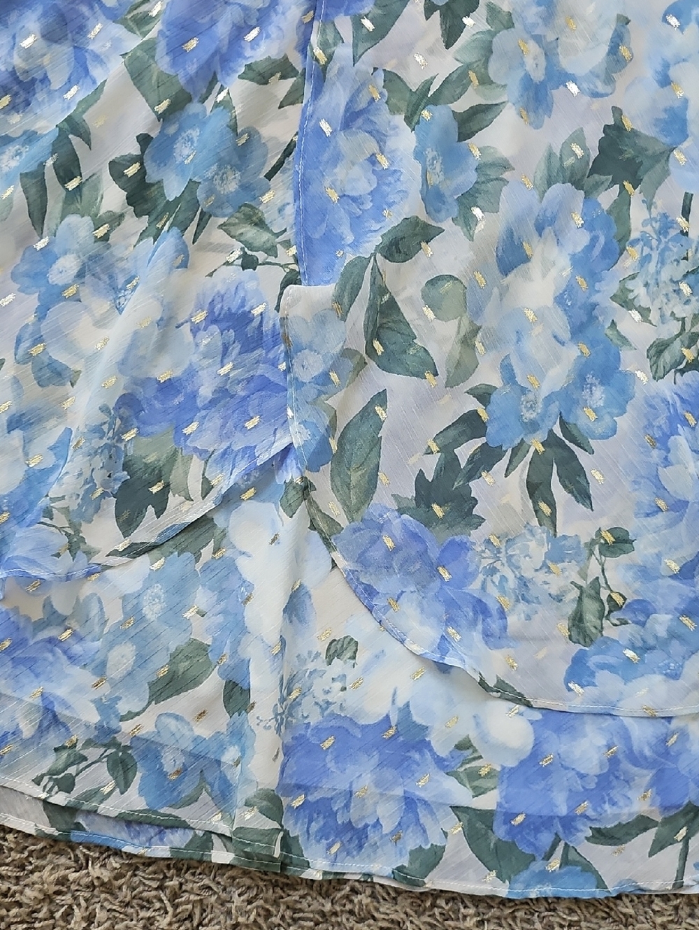 NWT Joie Blouse Floral Watercolor Split Layered Metallic 1X Top - Picture 3 of 6